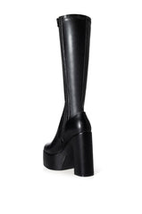 AZALEA WANG SUTTON PU CHUNKY BOOT IN BLACK