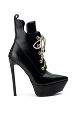 AZALEA WANG TYRA SEXY PLATFORM STILETTO BOOTIE IN BLACK