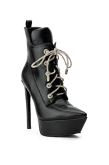 AZALEA WANG TYRA SEXY PLATFORM STILETTO BOOTIE IN BLACK