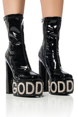 AZALEA WANG TEEGAN GODDESS EMBELLISHED BOOTIE IN BLACK