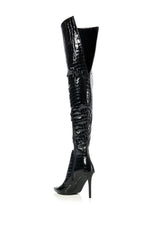 AZALEA WANG THRILLER OVER THE KNEE STILETTO BOOT IN BLACK