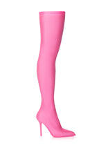 AZALEA WANG TRIXIE DISCO STRETCH STILETTO BOOT IN PINK