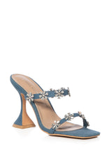 AZALEA WANG UNI FLOWER EMBELLISHED DENIM SANDAL