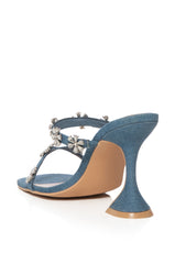 AZALEA WANG UNI FLOWER EMBELLISHED DENIM SANDAL