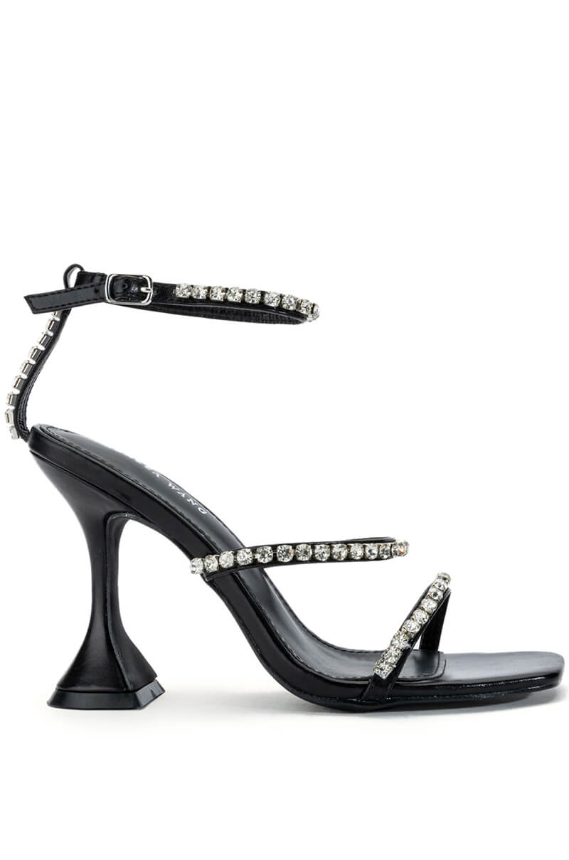 AZALEA WANG UNLIMITED EMBELLISHED SANDAL IN BLACK