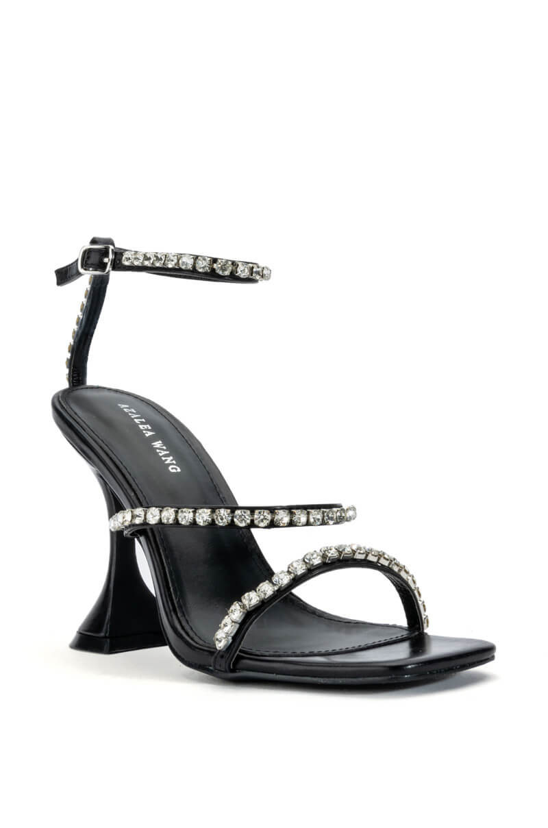 AZALEA WANG UNLIMITED EMBELLISHED SANDAL IN BLACK