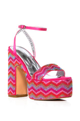 AZALEA WANG VANNA PINK EMBELLISHED PLATFORM SANDAL
