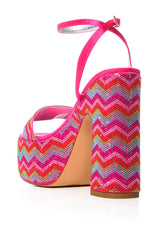AZALEA WANG VANNA PINK EMBELLISHED PLATFORM SANDAL
