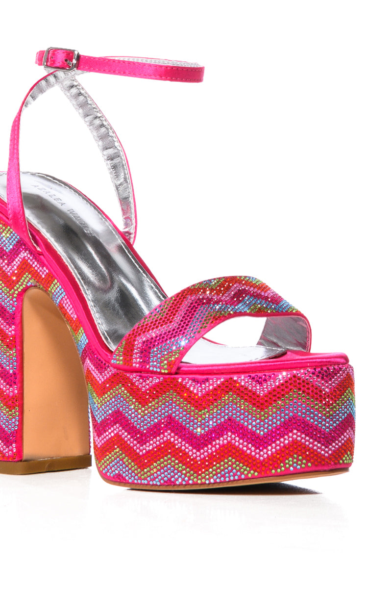 AZALEA WANG VANNA PINK EMBELLISHED PLATFORM SANDAL