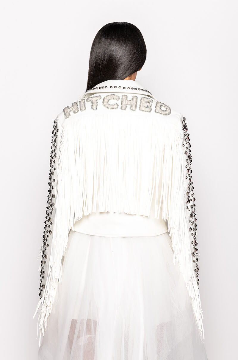 KARL WON THE JACKPOT FRINGE HITCHED MOTO JACKET