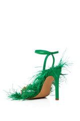 AZALEA WANG VILLIE GREEN FEATHER SANDAL
