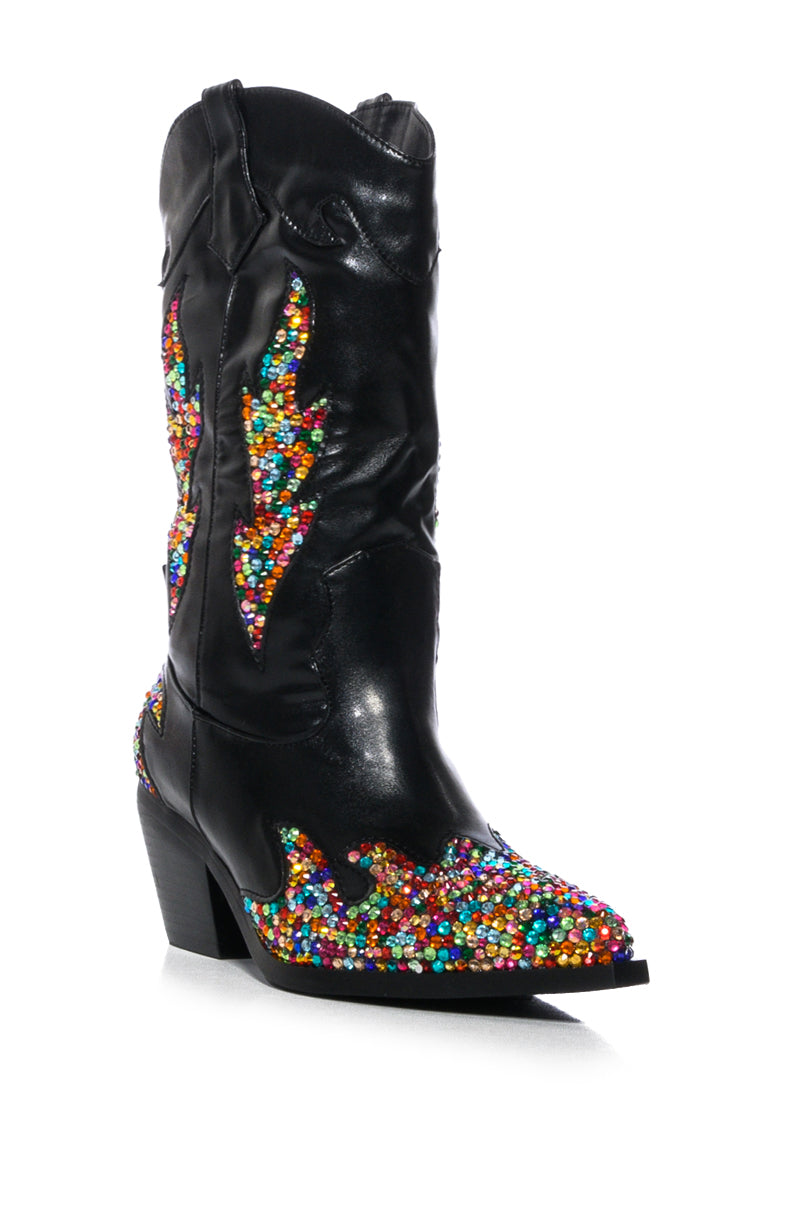 AZALEA WANG VINNY EMBELLISHED WESTERN BOOTIE