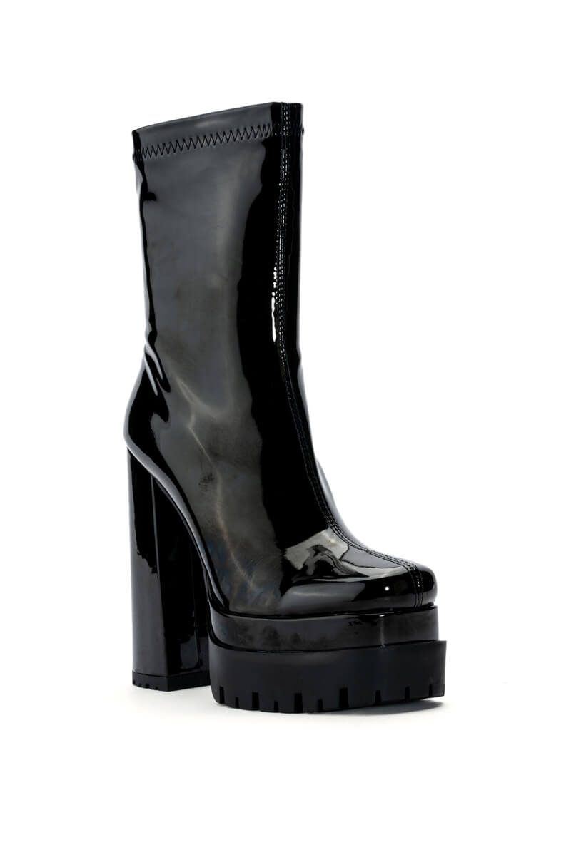 AZALEA WANG VIPER PATENT BOOTIE IN BLACK