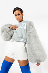 BOMBER WITH FUR SLEEVES
