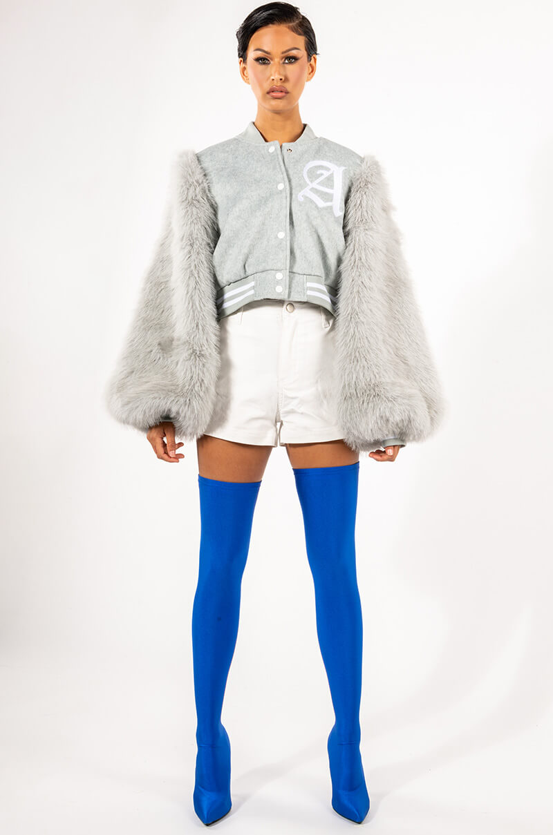 BOMBER WITH FUR SLEEVES