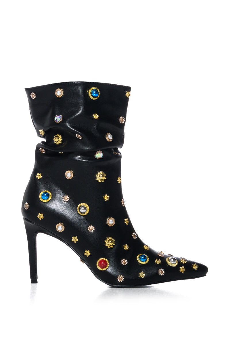 AZALEA WANG WENZLER EMBELLISHED BOOTIE IN BLACK