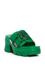 AZALEA WANG WICKER SLIP ON MULE IN GREEN