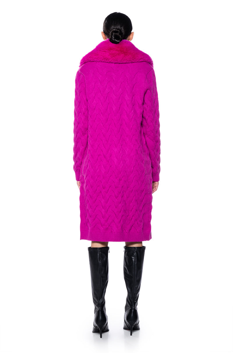 BABBS KNIT TRENCH WITH FAUX FUR LINING