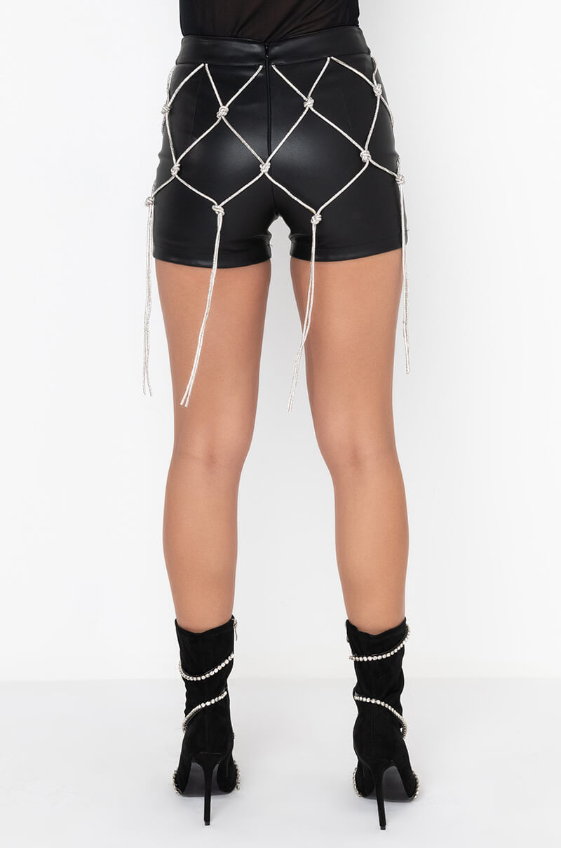 BACK IN THE GAME RHINESTONE STRING SHORT