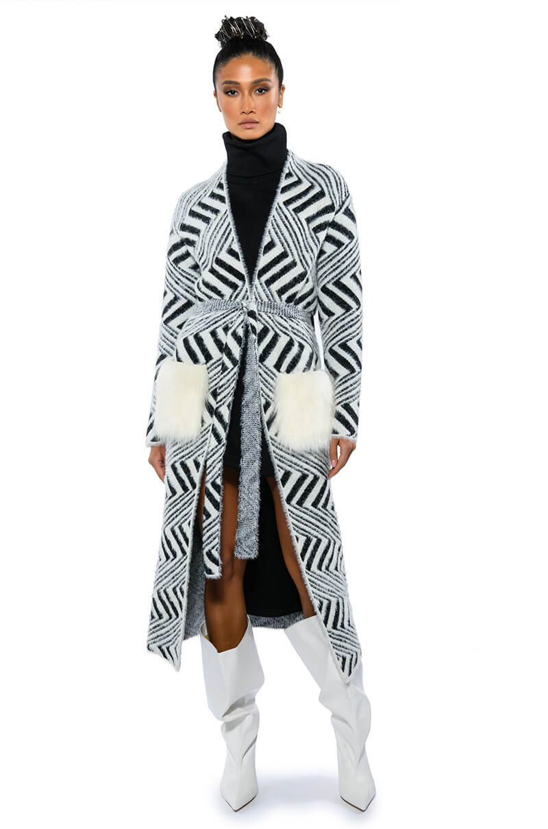 BACK TO BUSINESS FAUX FUR DETAIL CARDIGAN