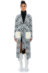 BACK TO BUSINESS FAUX FUR DETAIL CARDIGAN