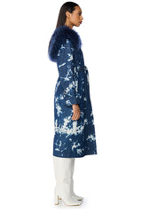 BALAGIO TIE DYE TRENCH WITH MOHAIR COLLAR