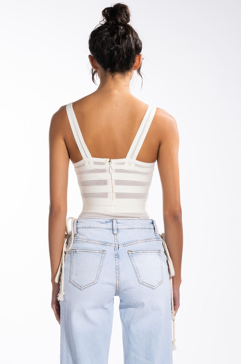 BANDAGE MESH SLEEVELESS BODYSUIT