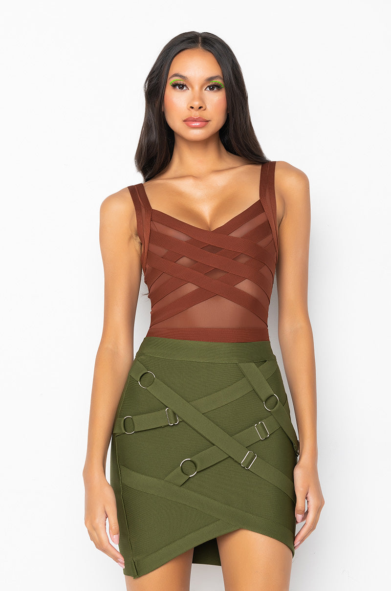 BANDAGE SLEEVELESS BODYSUIT
