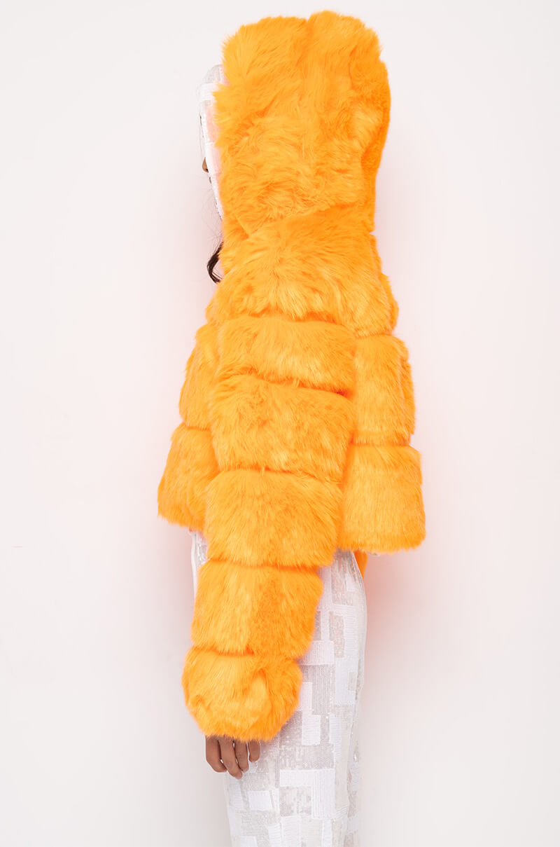 BAPE ORANGE FAUX FUR JACKET