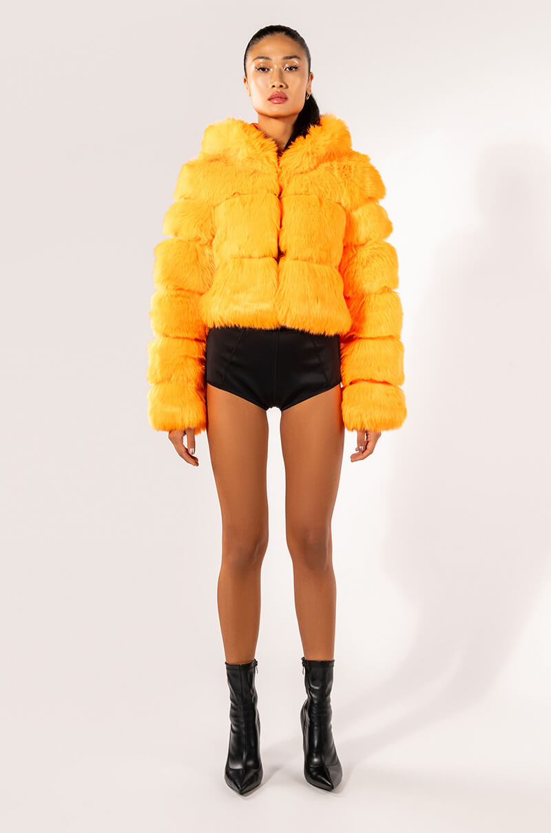 BAPE ORANGE FAUX FUR JACKET