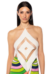 BARELY THERE HALTER TOP IN WHITE
