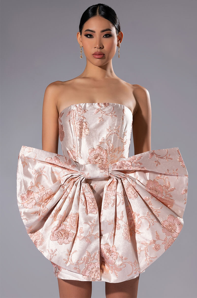 BAROQUE LOVE AFFAIR CORSET BOW MINI DRESS