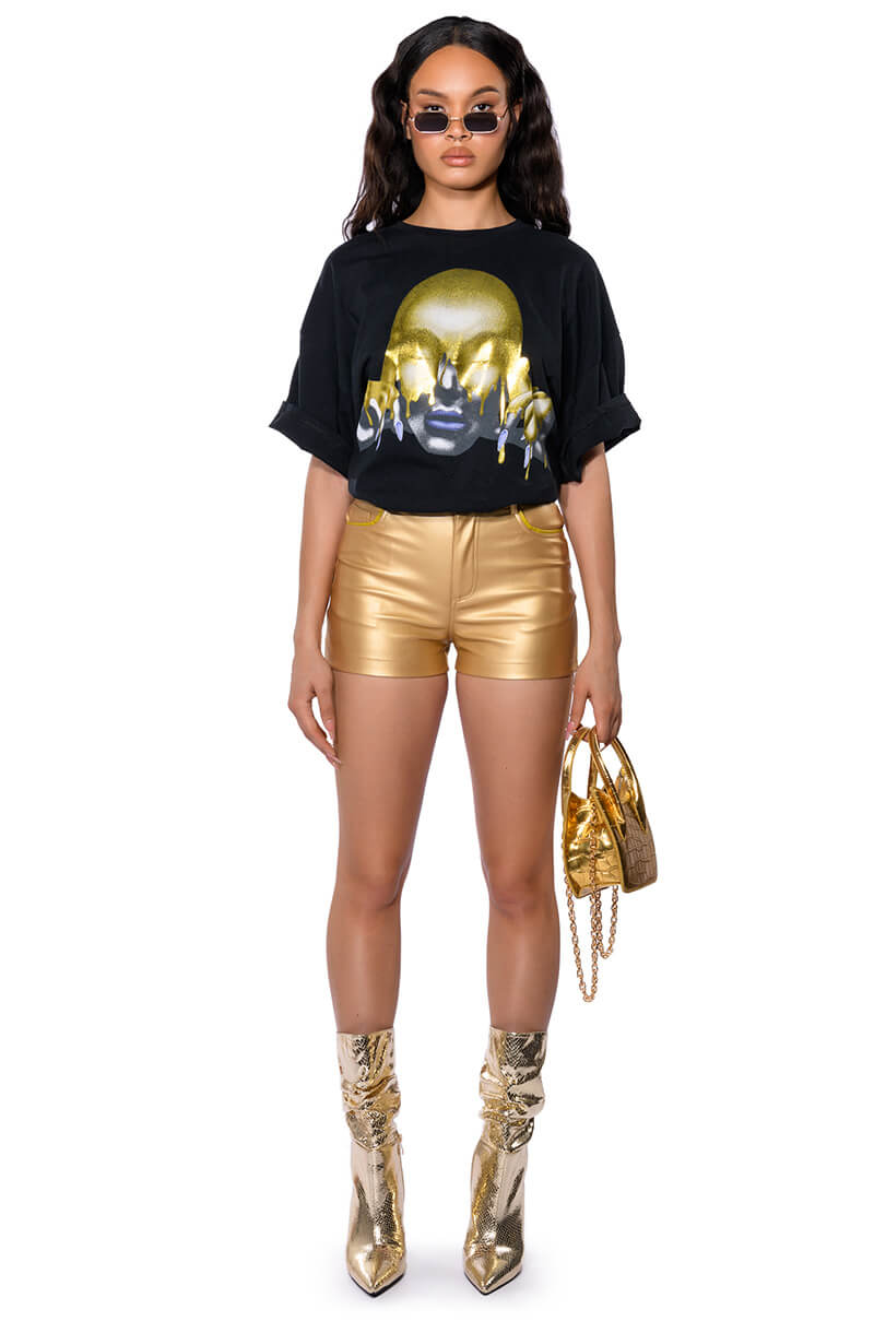 BASH METALLIC PU BOOTY SHORT