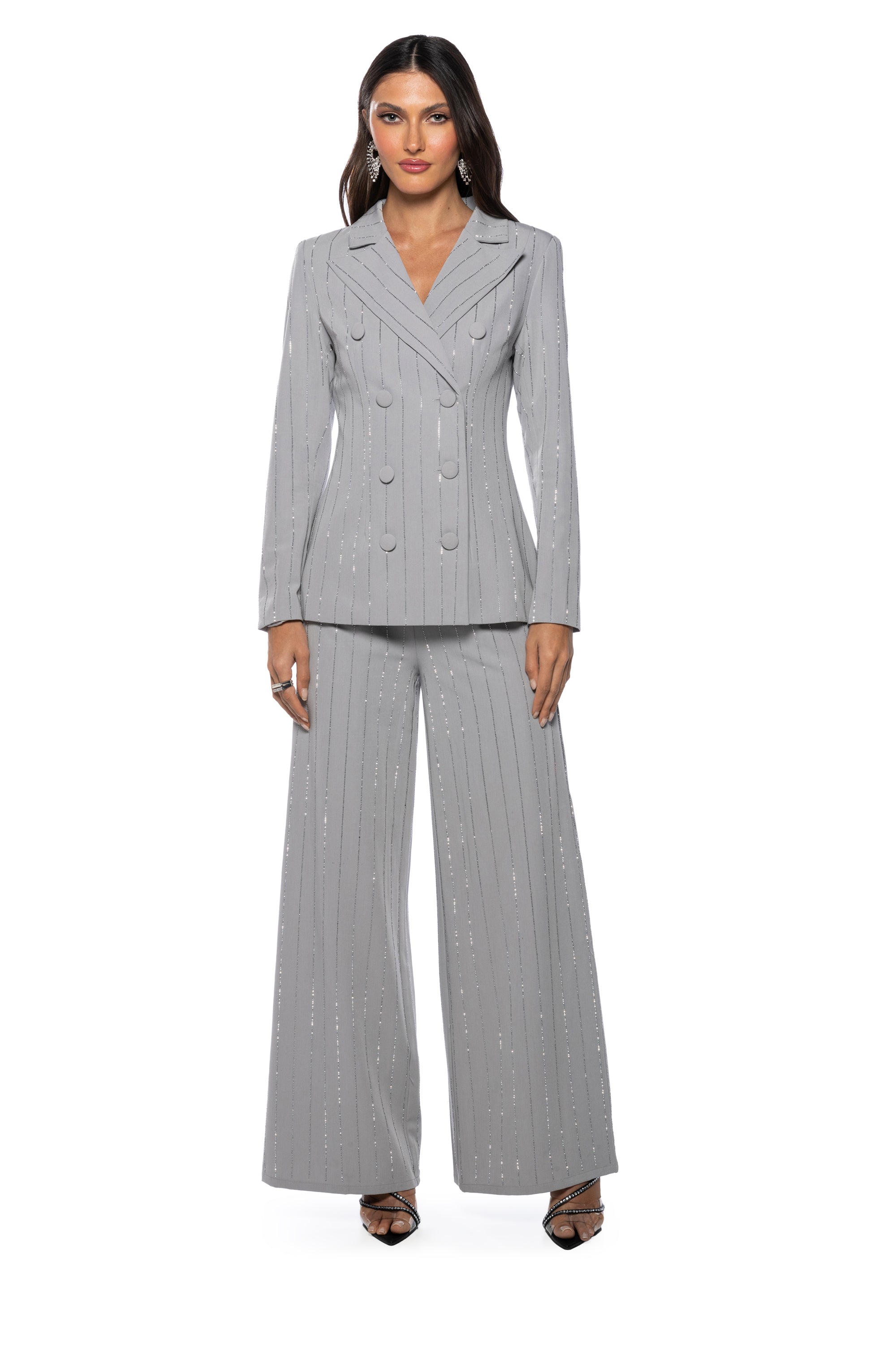 BE ABOUT IT PINSTRIPE BLAZER