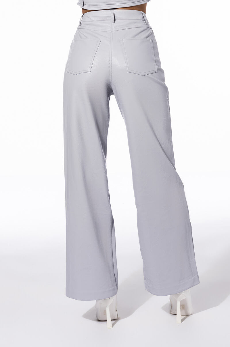BE ABOUT IT FAUX LEATHER WIDE LEG PANTS