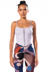 BE ABOUT IT SLEEVELESS FAUX LEATHER CORSET