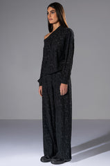 BE HERE TEXTURED WIDE LEG SWEATPANT