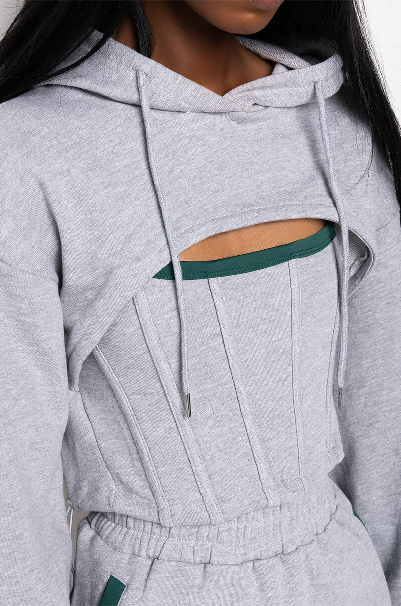 BEAM ME UP CORSET DETAIL CUTOUT SWEATSHIRT