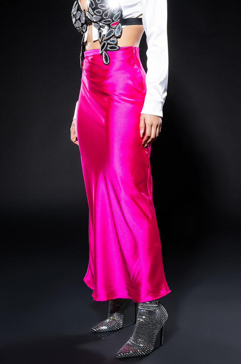 BEAUTIFUL HEART SATIN MAXI SKIRT