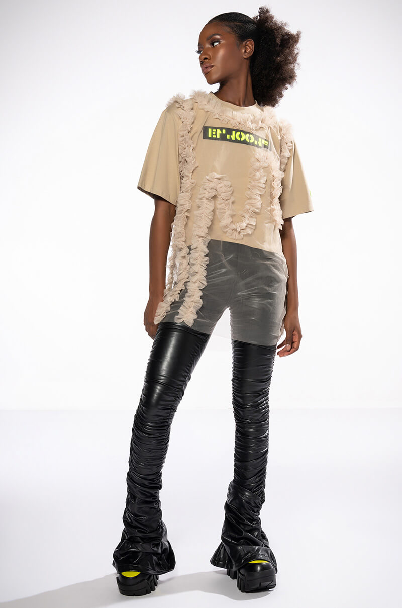 BEIGE RUFFLE TSHIRT