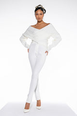 BELIEVE IT OFF THE SHOULDER KNIT SWEATER