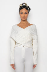 BELIEVE IT OFF THE SHOULDER KNIT SWEATER