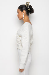 BELIEVE IT OFF THE SHOULDER KNIT SWEATER
