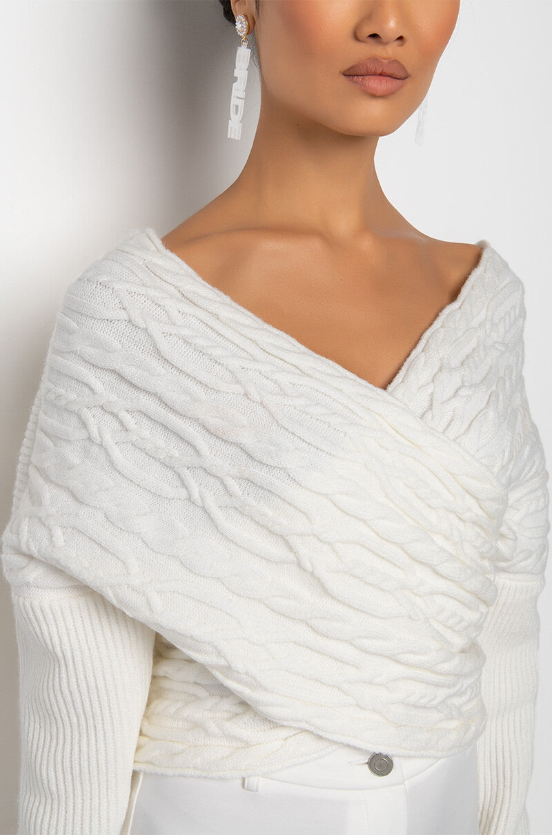 BELIEVE IT OFF THE SHOULDER KNIT SWEATER