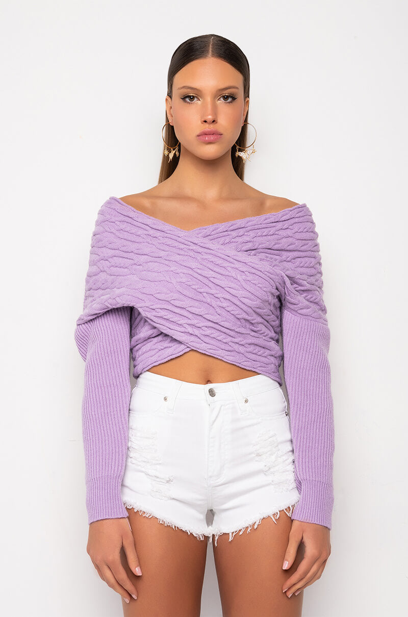 BELIEVE IT OFF THE SHOULDER KNIT SWEATER