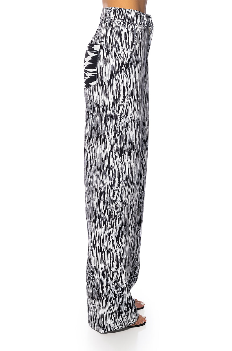 BELIEVER PRINTED WIDE LEG TROUSER