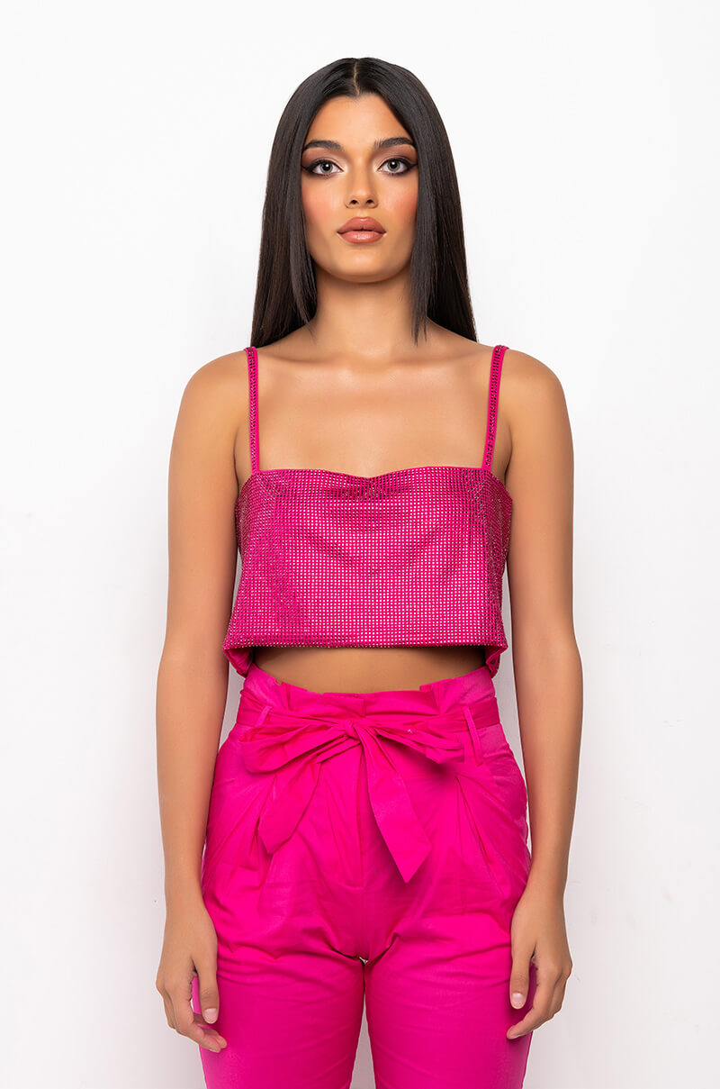 BELLA DONNA RHINESTONE CROP TOP