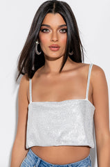 BELLA DONNA RHINESTONE CROP TOP