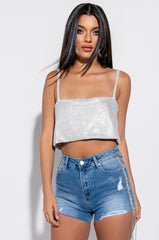 BELLA DONNA RHINESTONE CROP TOP