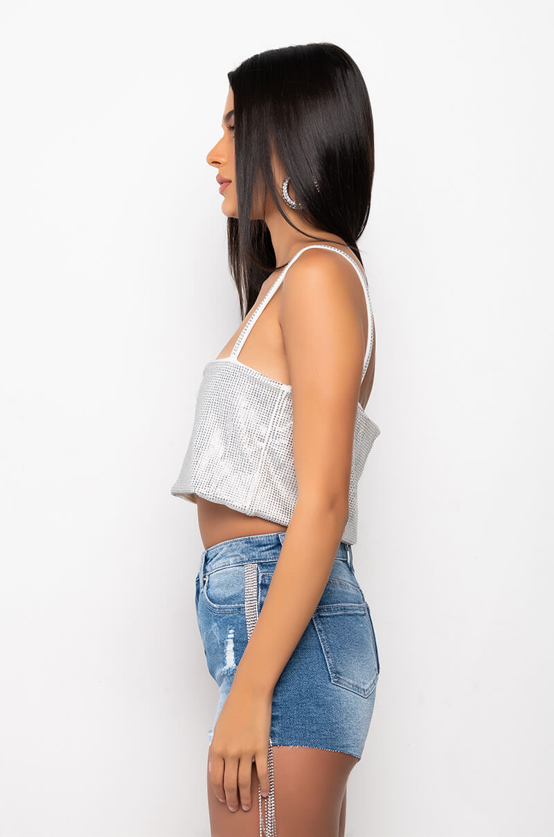 BELLA DONNA RHINESTONE CROP TOP